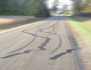 tyre marks on road